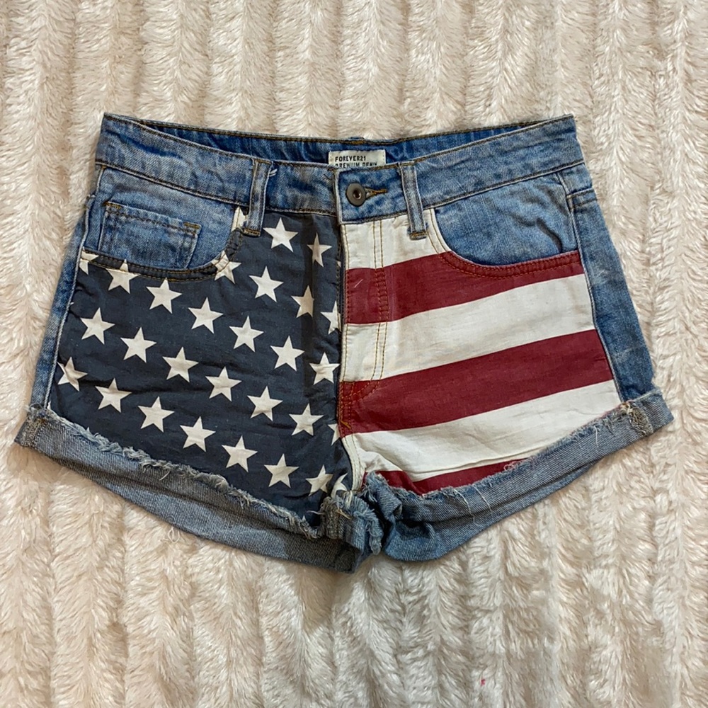 American flag jean shorts size 26 forever 21 USA shorts